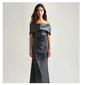 Vince Camuto Metallic Off-the-Shoulder Gown, Womens Size 14
